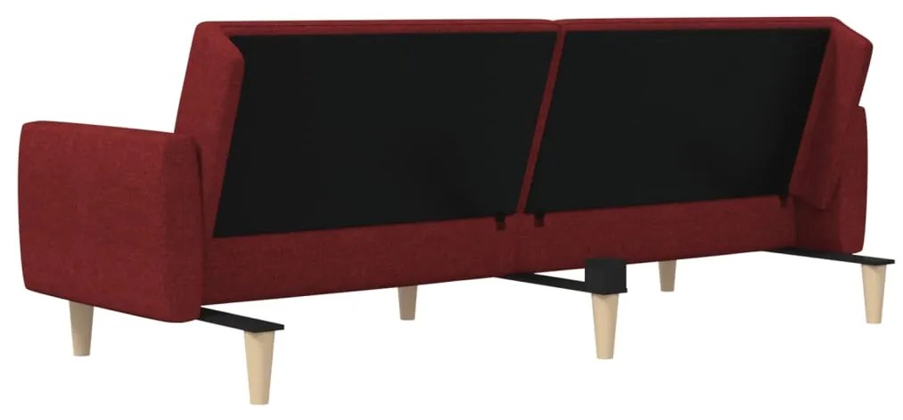 Sofá-cama de 2 lugares tecido vermelho tinto