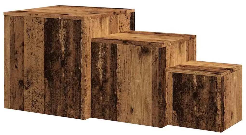 Mesas de apoio 3 pcs derivados de madeira madeira velha