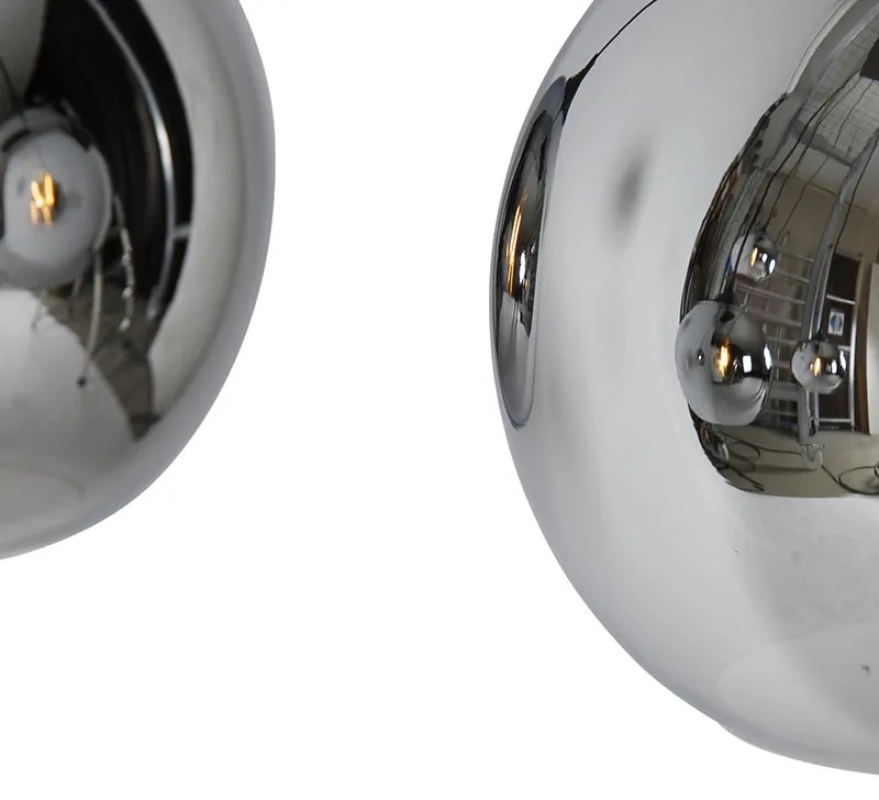 Candeeiro de suspensão Art Deco preto com vidro fumê 5-luzes - Wallace