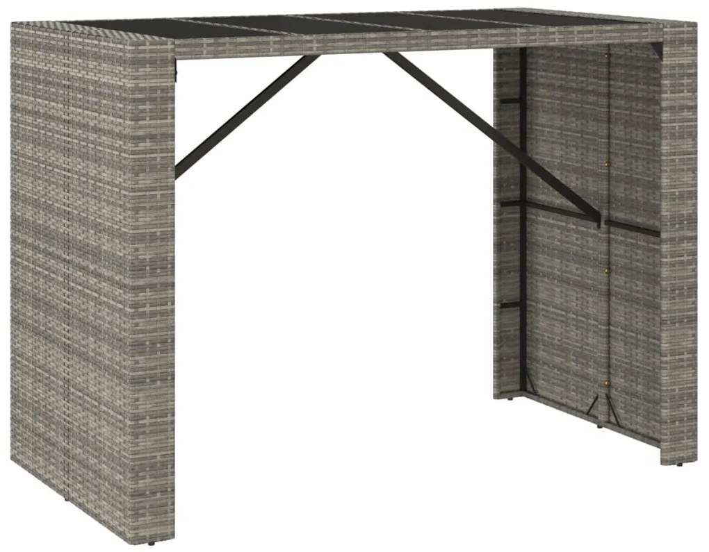 5 pcs conjunto de bar p/ jardim c/ almofadões vime PE cinzento