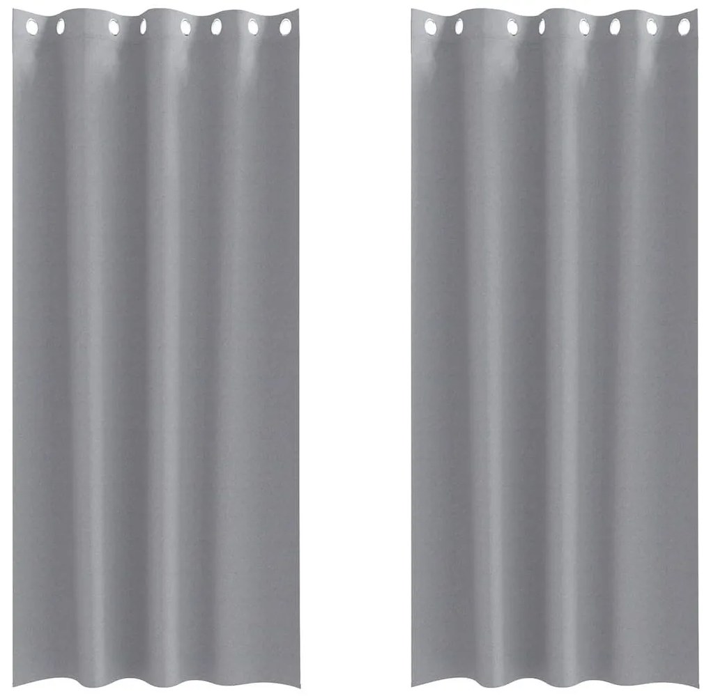 Cortinas 2 pcs Cinzento-claro 245 x 140 cm Poliéster