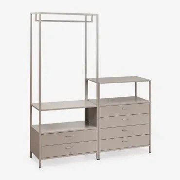 Guarda-roupa Modular Aberto Janine De 2 Peças Com Cabideiro E Gavetas Castanho Moka - Sklum