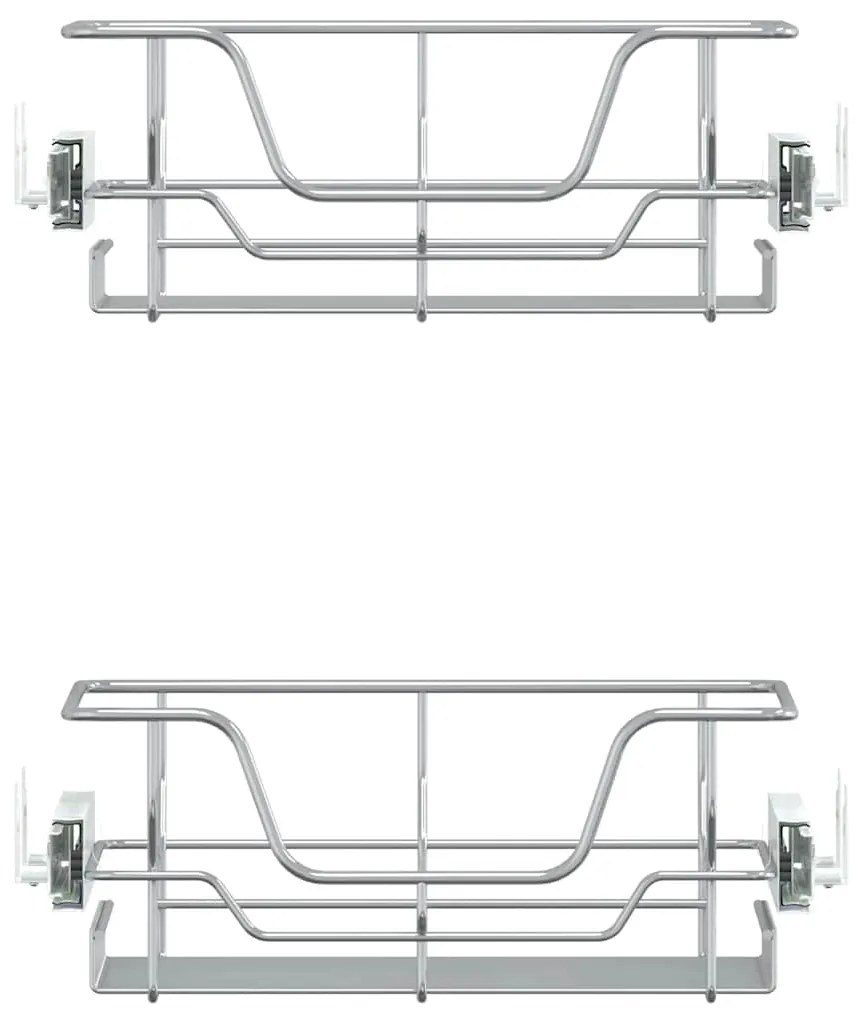 Cestos de arame removíveis 2 pcs 45 cm prateado