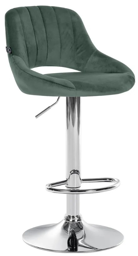 Banco alto Milet em veludo com estrutura cromada 85-106 x 47 x 48 cm Verde