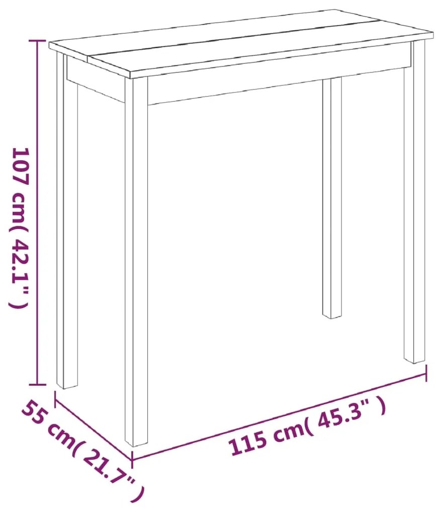 Mesa de bar em MDF preto 115x55x107 cm