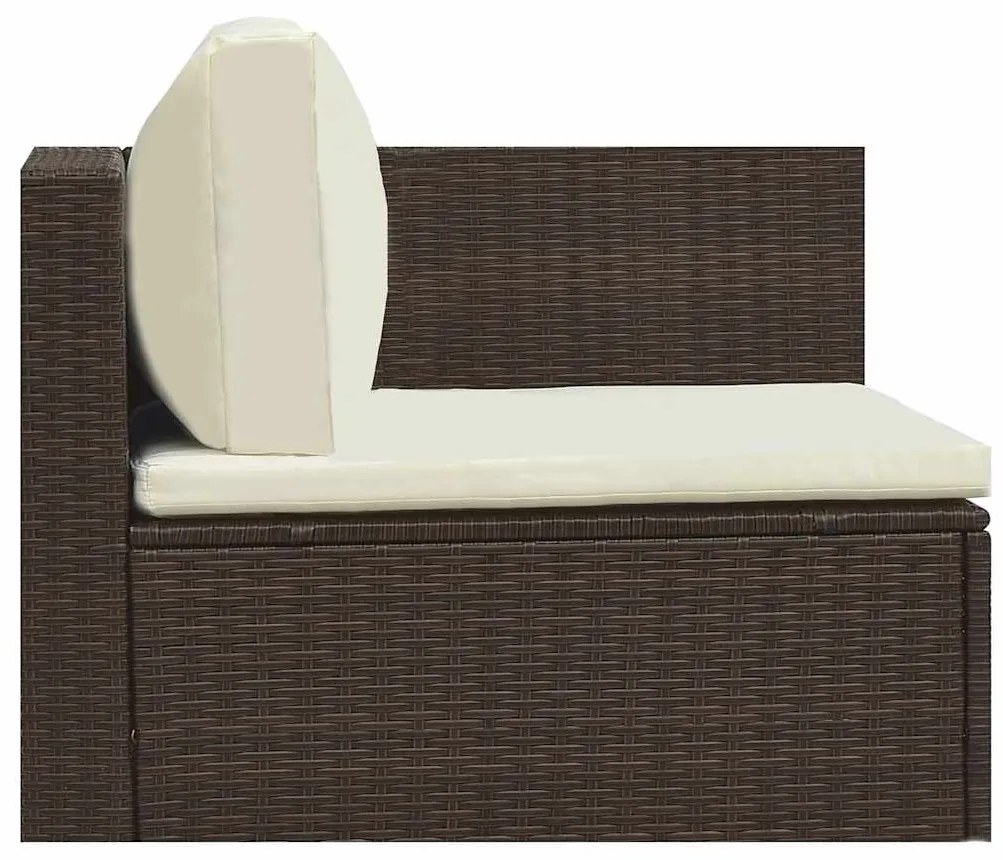 5 pcs conjunto lounge jardim c/ almofadões vime PE castanho