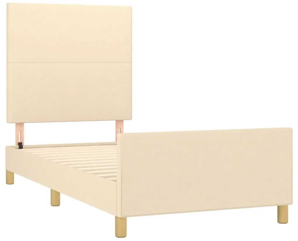 Estrutura de cama sem colchão 90x190 cm tecido creme