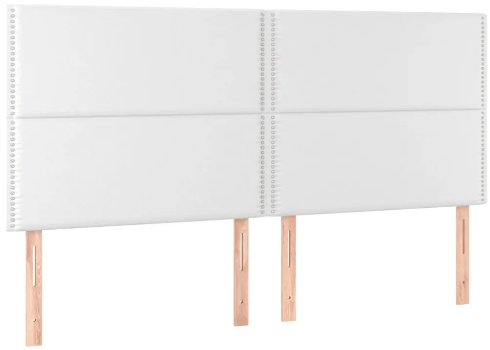 Cabeceira cama c/ LED couro artificial 160x5x118/128 cm branco