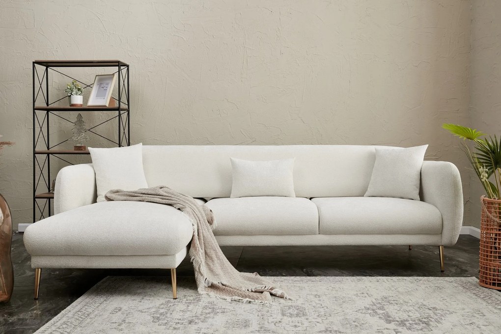 Sofá-Cama de Canto Simena – Creme Dourado – 266 x 133 cm