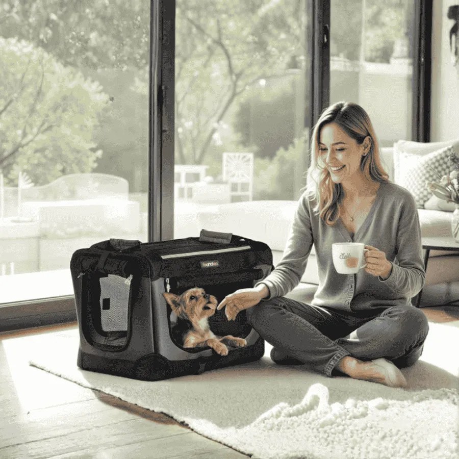 Transportadora dobrável para cães pequenos 50 x 35 x 35 cm Preto