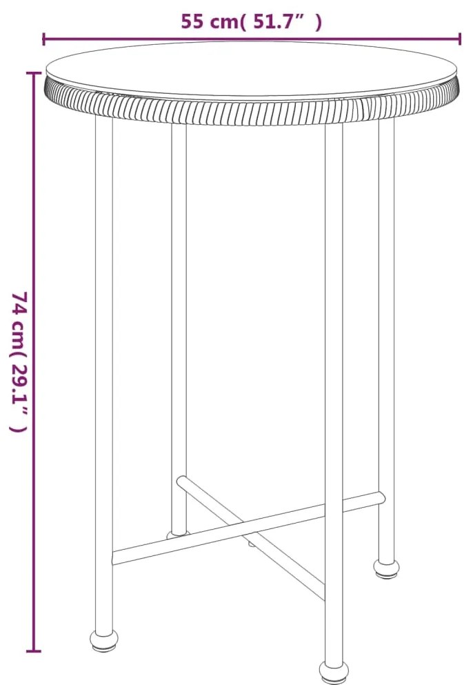 Mesa de jantar Ø55 cm   vidro temperado e aço