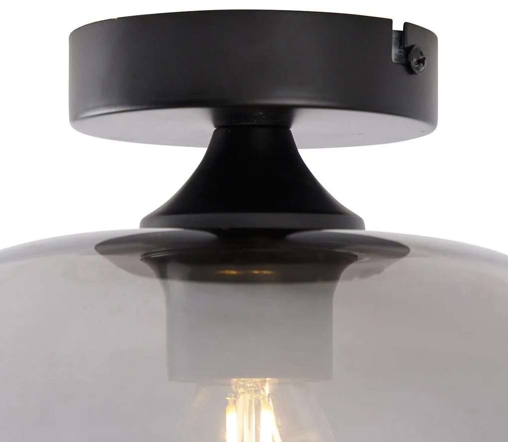 LED Candeeiro de teto inteligente preto com vidro fumê incl. Wifi P45 - Busa Art Deco