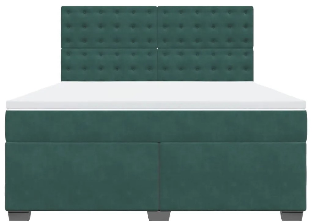 Cama com molas/colchão 180x200 cm veludo verde-escuro