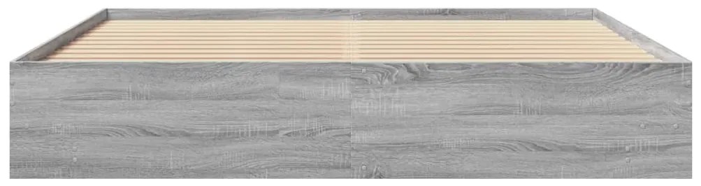 Estrutura de cama 200x200 cm derivados madeira cinzento sonoma