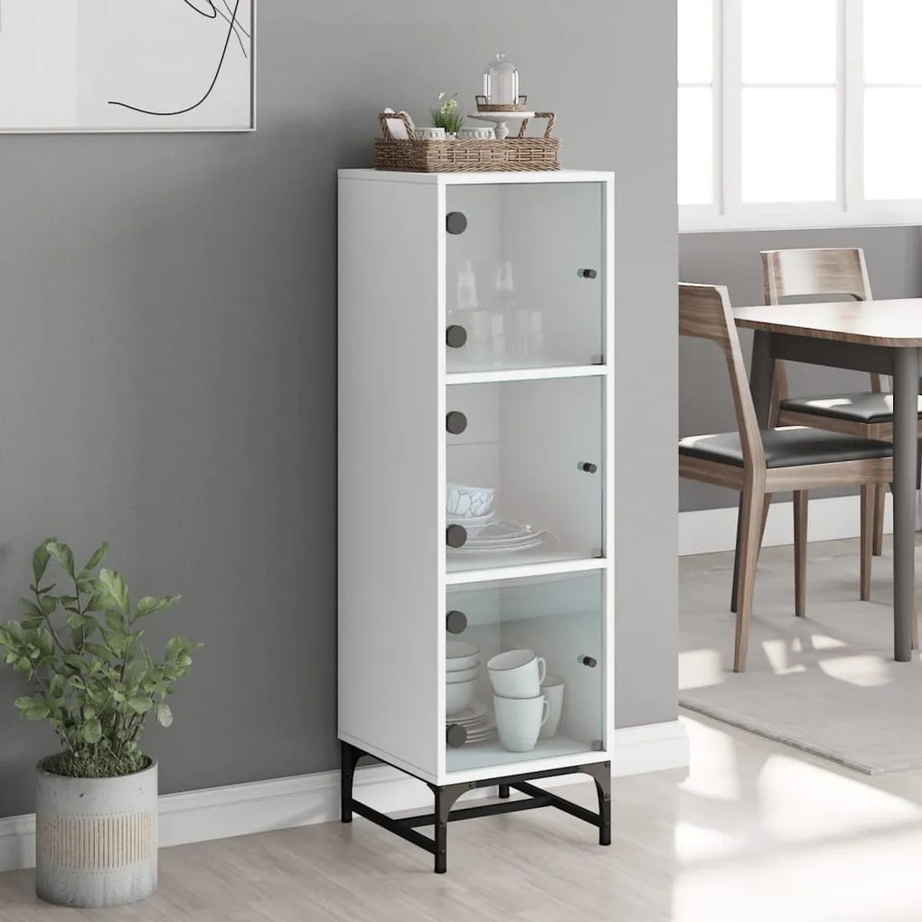 Aparador alto c/ portas de vidro 35x37x120 cm branco