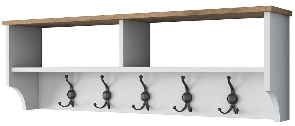 Cabide de Entrada P2 – Branco e Nogueira – 120x37,2x22,2 cm