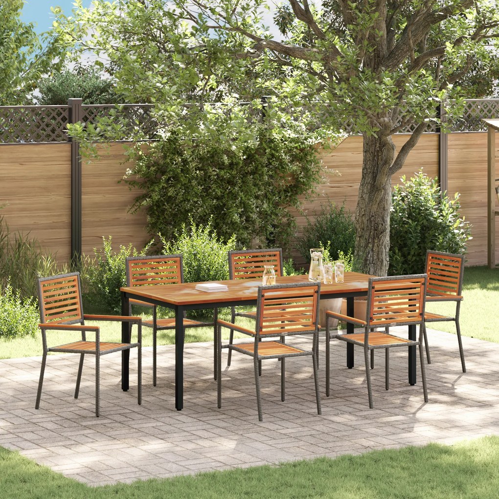 vidaXL Conjunto de Jantar para Jardim Conjunto de 4 Cinza, Castanho