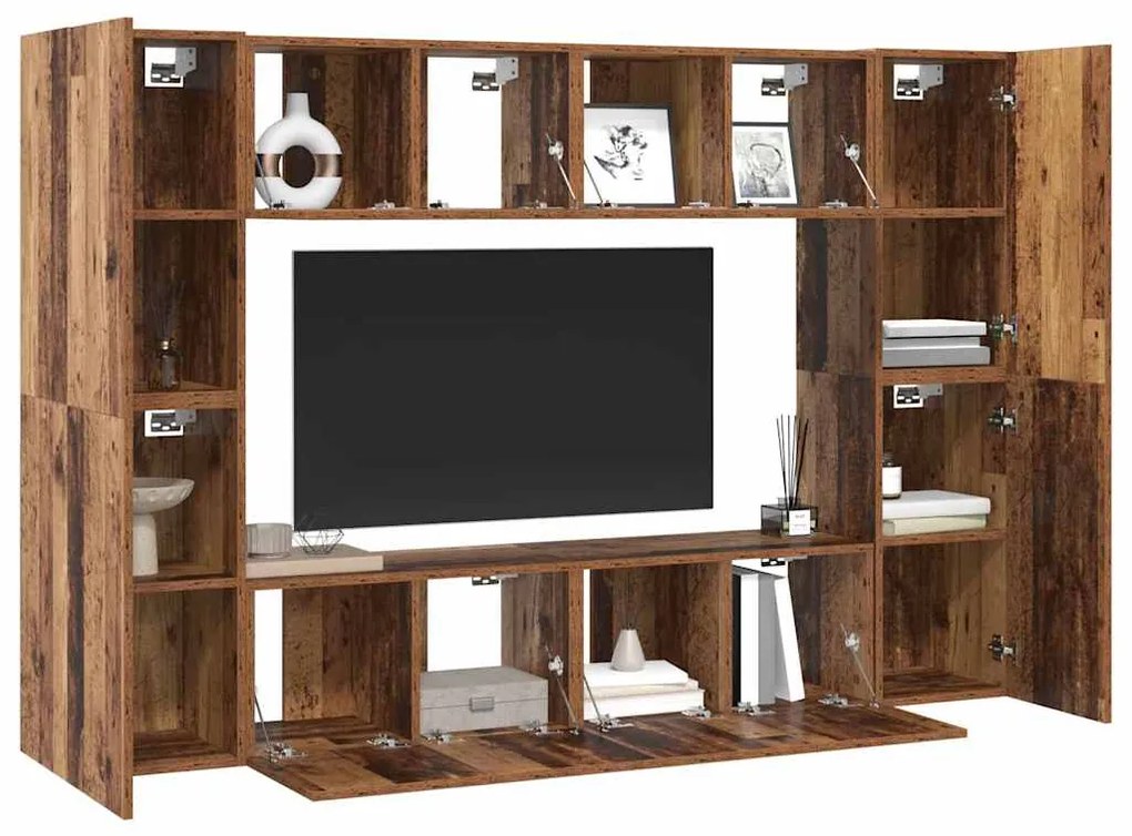 Conjunto de móvel de TV 8 pcs Madeira antiga 60 x 30 x 30 cm