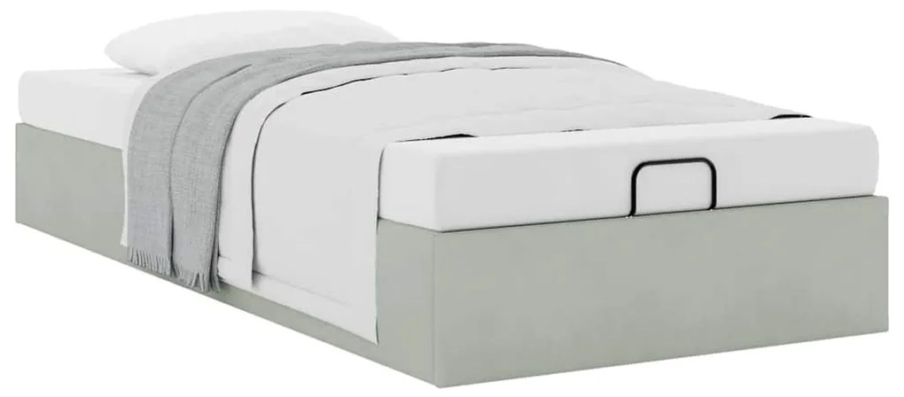 Ottoman Bed Frame Sem Colchão Cinzento Claro 90x200 cm Veludo