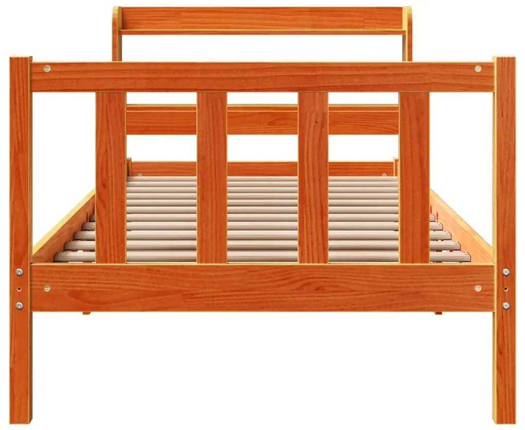 Estrutura cama c/ cabeceira 90x200 cm pinho maciço castanho-mel