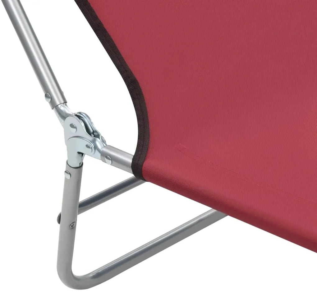 Espreguiçadeiras dobráveis 2 pcs aço e tecido vermelho