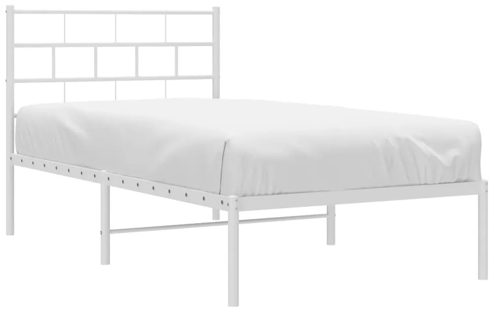 Estrutura de cama com cabeceira 100x200 cm metal branco