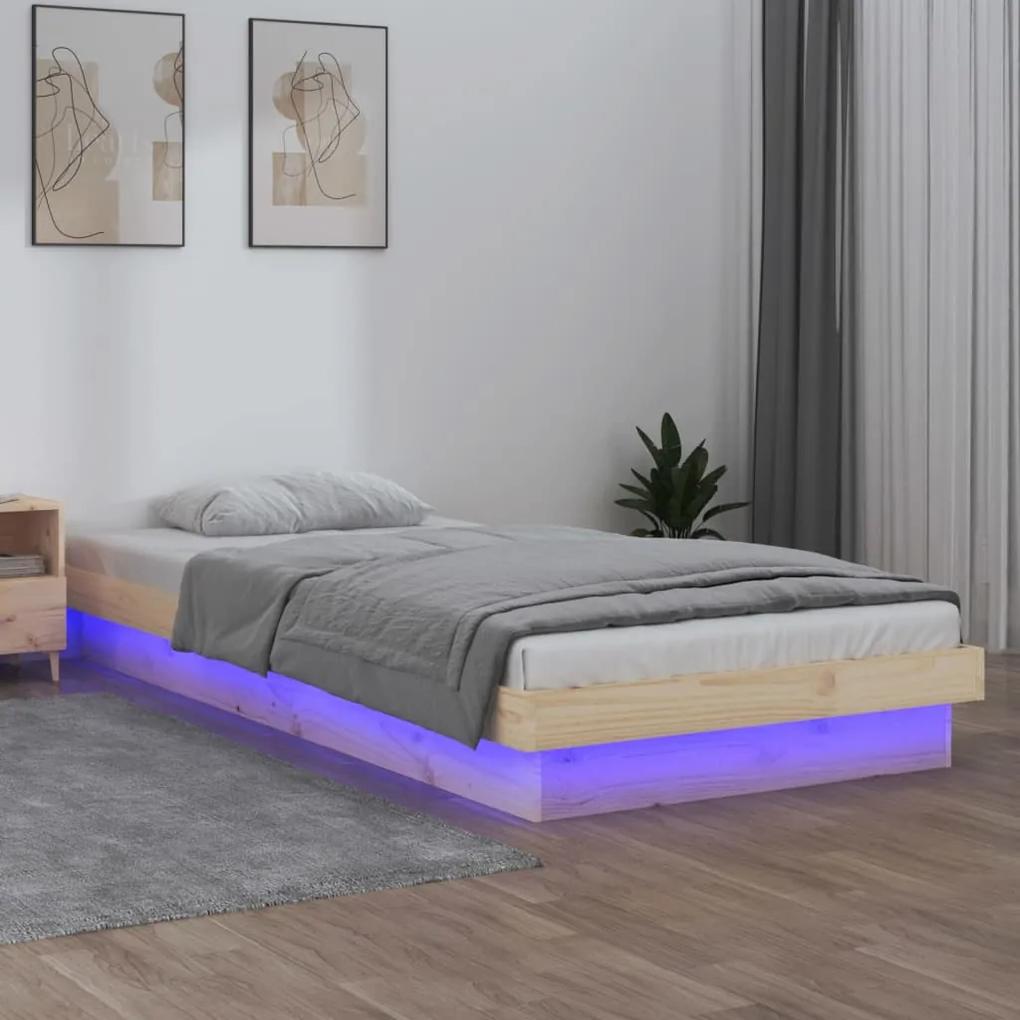 820002 vidaXL Estrutura de cama de solteiro c/ LED 90x190 cm madeira maciça
