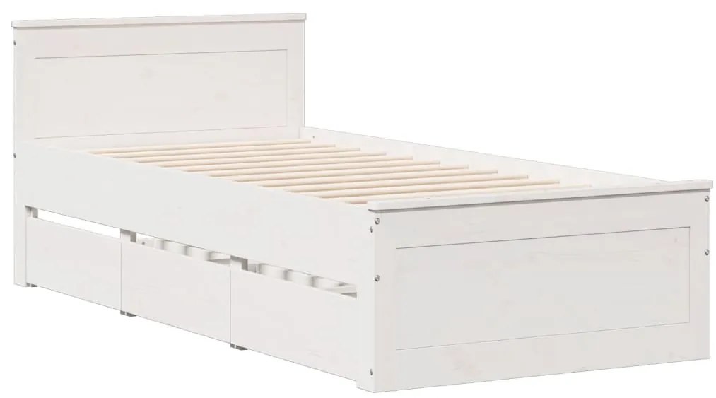 Cama com estante sem colchão 90x200 cm pinho maciço branco