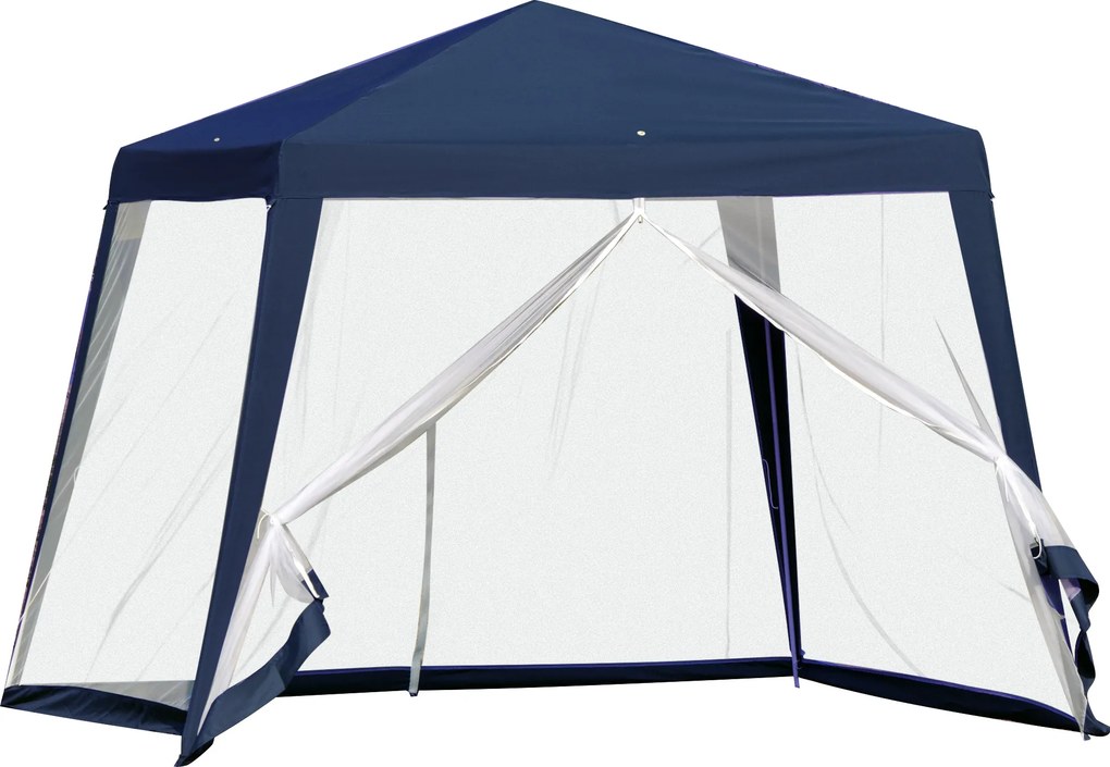 Outsunny Tenda Dobrável de Jardim 3x3 m com 4 Painéis Laterais Rede Mosquiteira com Zíper Proteção UV para Pátio e Exterior Azul | AOSOM Portugal