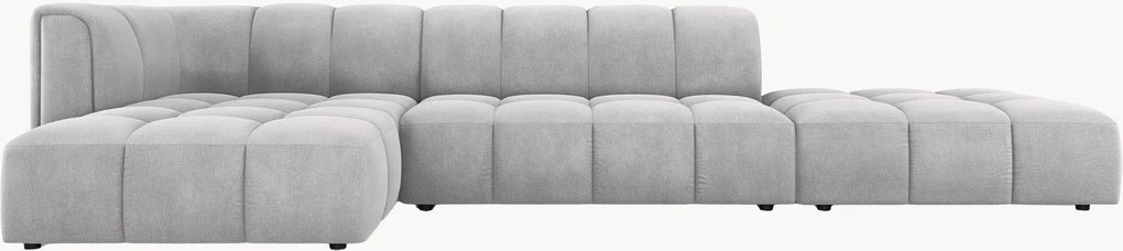 Sofá de canto modular em chenille Moritz (5 lugares)