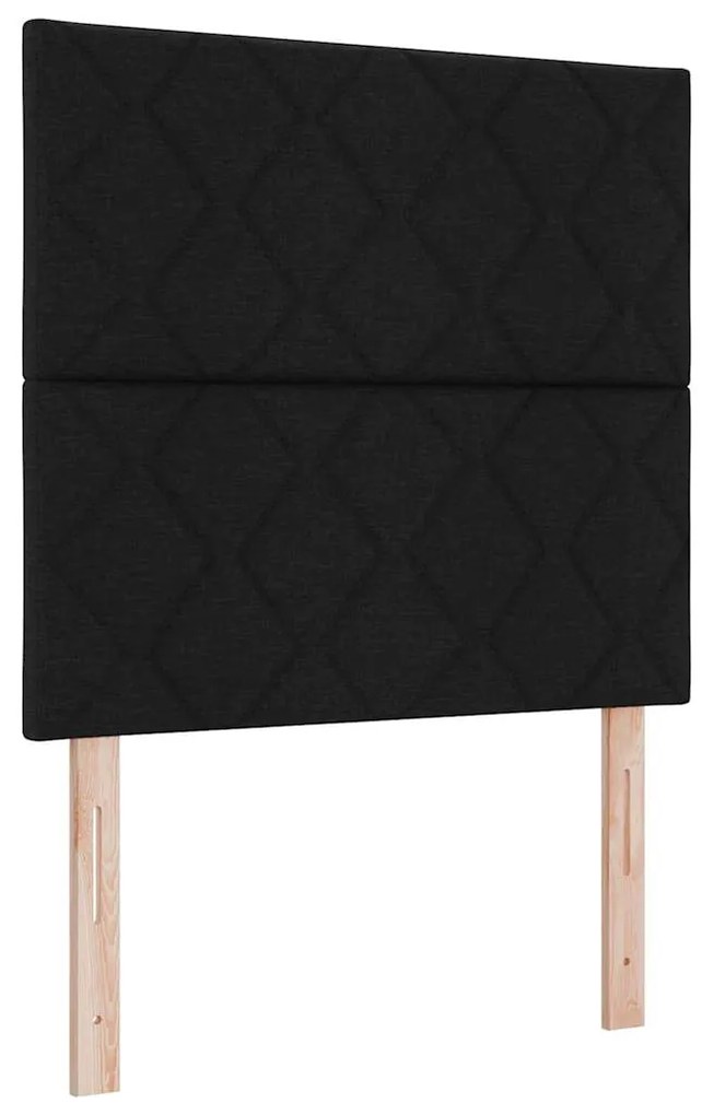 Cama Box Spring com Colchão e LED Preta 100x200 cm Tecido