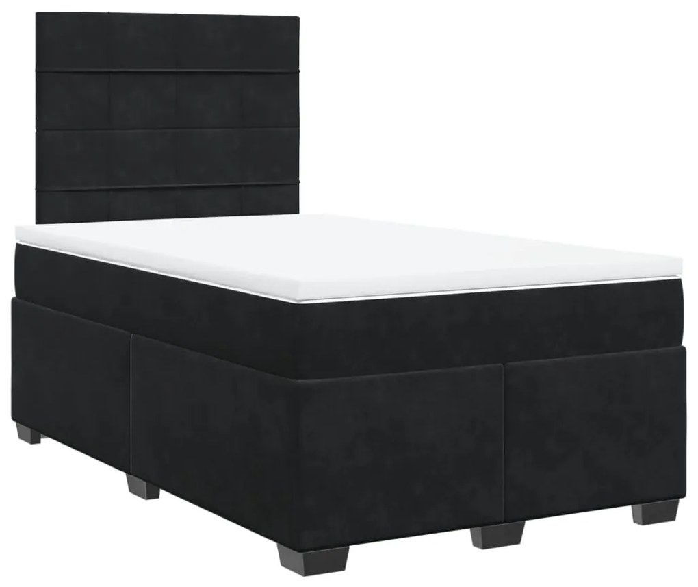 Cama boxspring com colchão 120x190 cm veludo preto