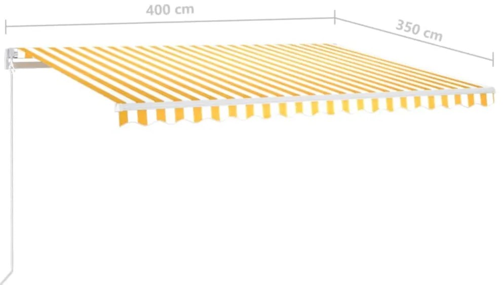Toldo retrátil manual 400x350 cm amarelo e branco