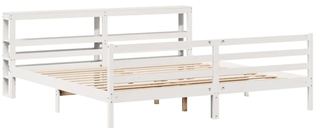 Cama sem colchão 200x200 cm madeira de pinho maciça branco
