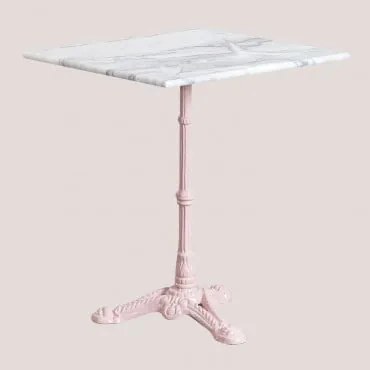 Mesa De Bar Quadrada Em Pedra Natural Azteca Mármore Branco Guangxi - Rosa Algodão Doce & 60 X 60 Cm - Sklum