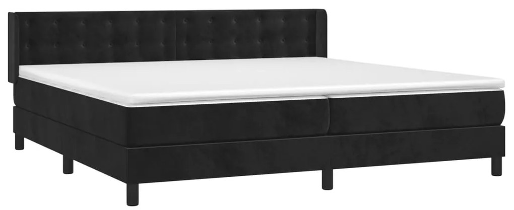 Cama com molas/colchão 200x200 cm veludo preto