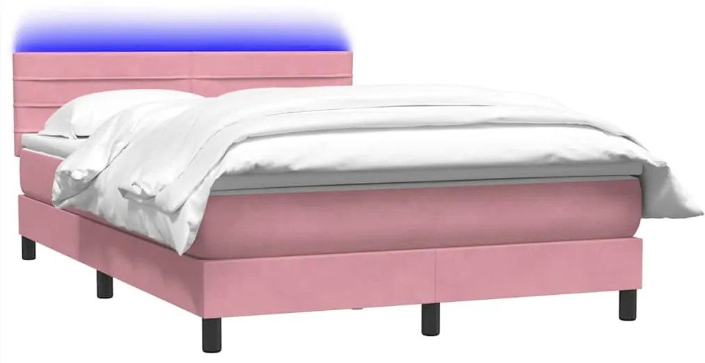 Cama com molas/colchão 140x210 cm veludo Rosa