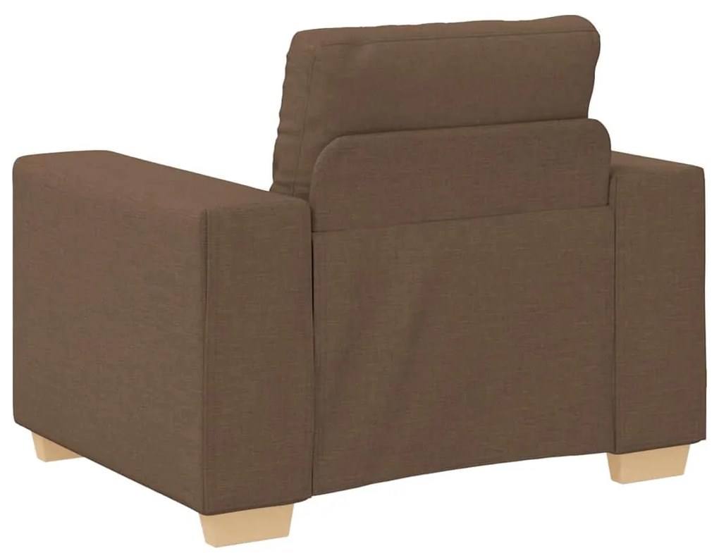 Conjunto de Sofás de 3 Peças com Almofadas em Tecido Castanho