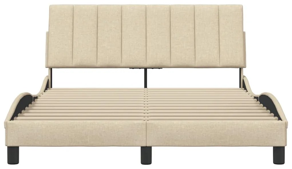 Estrutura de cama sem colchão 140x190 cm tecido cor creme