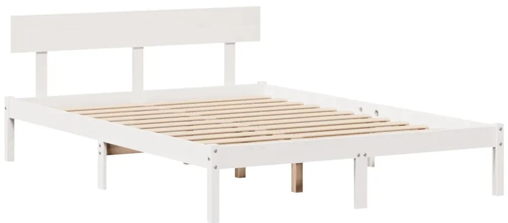 Cama sem colchão 120x190 cm madeira de pinho maciça branco