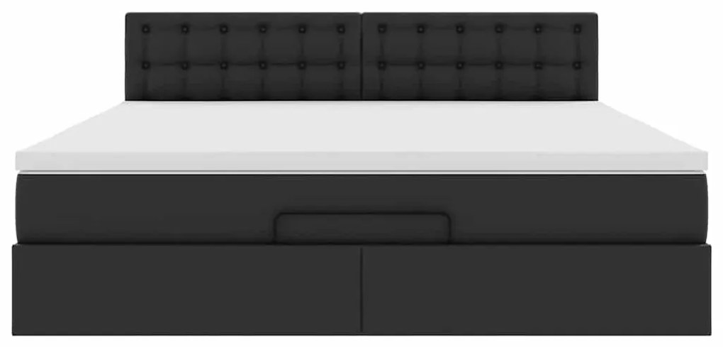 Estrutura de cama otomana com colchão 160x200 cm preta
