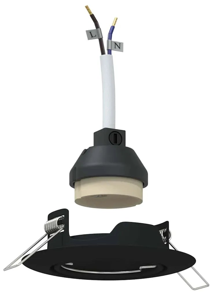 Luminárias embutidas 24 pcs Redondas GU10 Preto Ø90 mm Aço