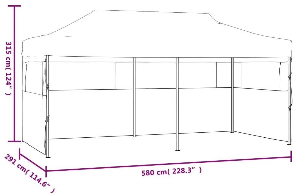 Tenda de festa pop-up dobrável paredes laterais 3x6 m antracite