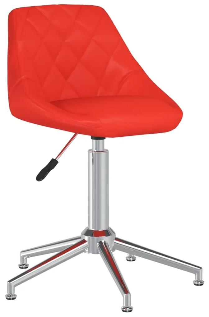 3088876 vidaXL Cadeira de jantar giratória couro artificial vermelho