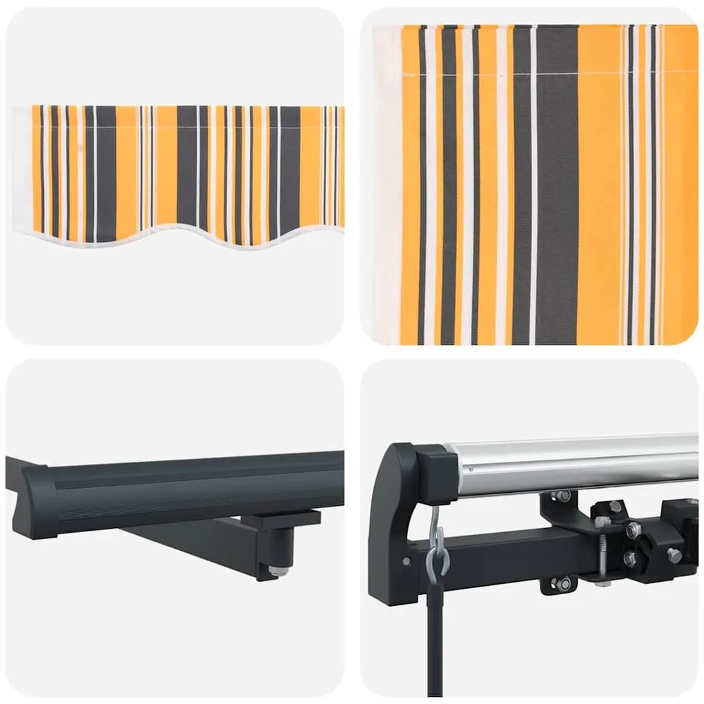 Toldo Retrátil Manual Amarelo e Laranja e Branco