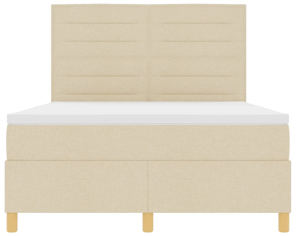 Cama Box Spring com Colchão Creme 160x200 cm Tecido