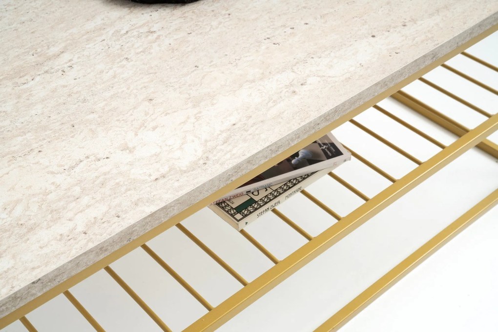 Mesa de Centro Asude – Travertine Gold – 95x42x55 cm