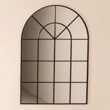 Espelho De Parede Em Metal Efeito Janela 90x135 Cm Paola Preto - Sklum