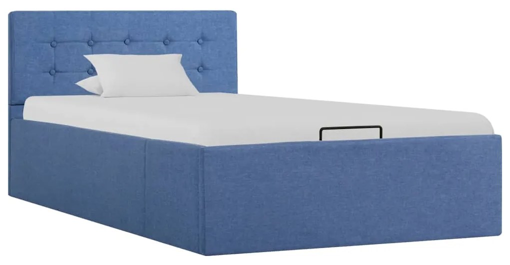 vidaXL Cama hidráulica com arrumação 100x200 cm tecido azul