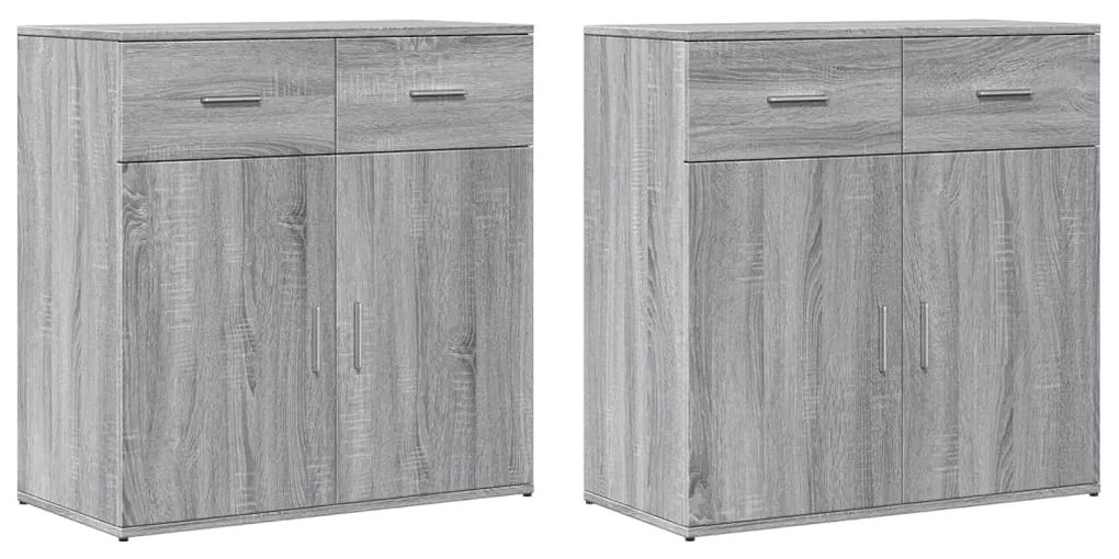 vidaXL Aparadores 2 pcs 79x38x80 cm derivados madeira cinzento sonoma